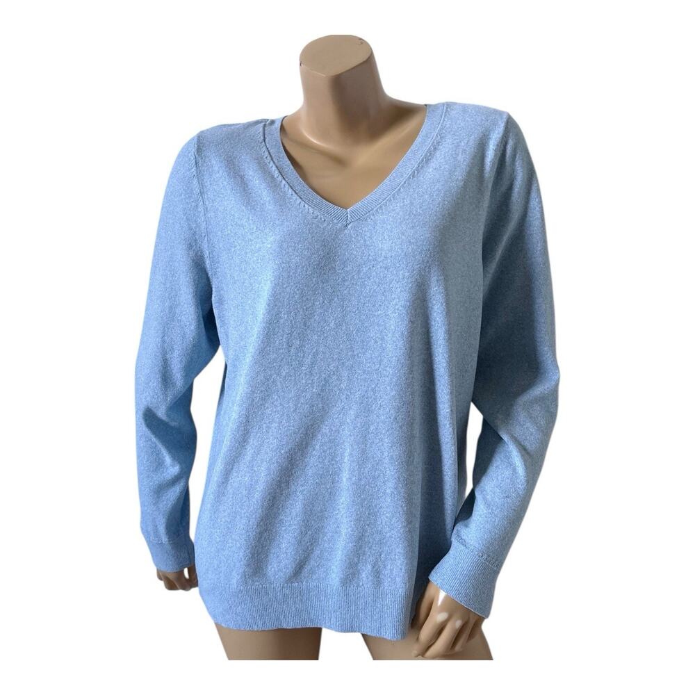 Croft & Barrow Sweater Womens XL Blue V Neck Long Sleeve Pullover Soft Knit